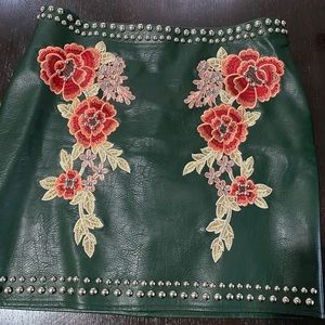 Romeo and Juliet Green Leather Skirt